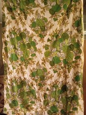 2 Stück Gardinenstoff 60er/70er Jahre, Grün Geblümt 110x160 Stoffrest 