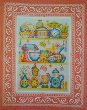 Stickvorlage, Kreuzstich, "  Küchenhelfer im Regal   "  