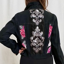 Jeansjacke Schwarz Upcycling