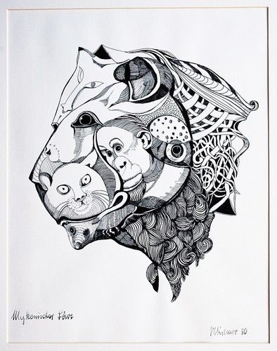 Mykenischer löwe tusche - löwe, 1980