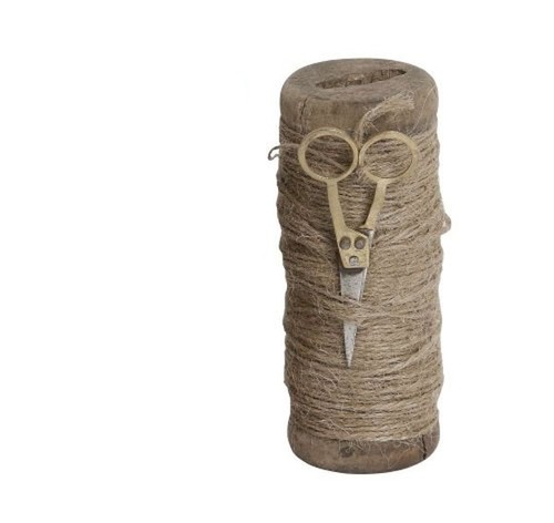 Deko holzspule mit juteband - mit,