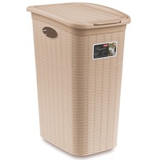 Wäschekorb in Rattan Optik mit Deckel 36 Liter Wäschesammler Wäschebox BK