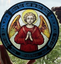 Fensterbild Bleiverglasung Engel Ehre sei Gott in der Höhe- Friede den Menschen