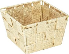 WENKO Adria Mini Aufbewahrungskorb Beige Badkorb Kunststoff-Geflecht 14 x 9 x 14