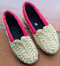 Strohschuhe Hexenschuhe Hausschuhe Bastschuhe, Handarbeit Deutschland Gr 30 Rot