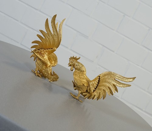 Paar kämpfende hähne 24k - kämpfende,