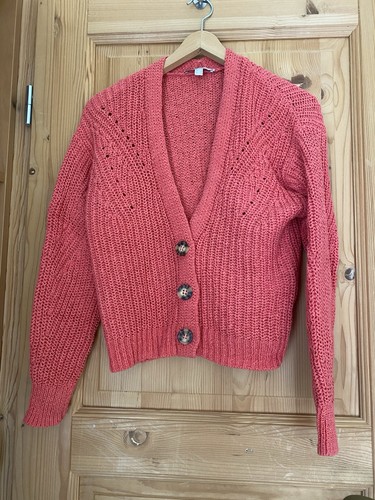 Korallroter strick cardigan - strick,