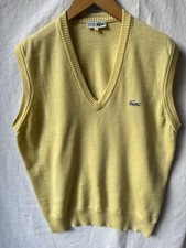 CHEMISE LACOSTE Pullunder Pullover Gr 4 Ca. M Gelb-Zitrone Krokodil Grau Vintage