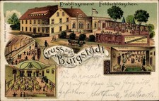 Litho Burgstädt in Sachsen, Etablissement Feldschlösschen,... - 10895774