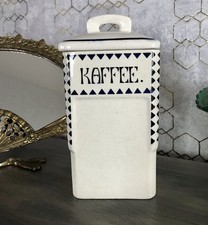 Antik Jugendstil Vorratsgefäß Kaffee Gefäß Vorratsdose weiß Porzellan creme blau