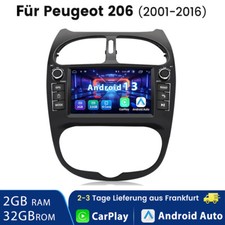 Carplay Android 13 Autoradio Für PEUGEOT 206 2001-2016 WIFI GPS NAVI DAB+ 2+32GB