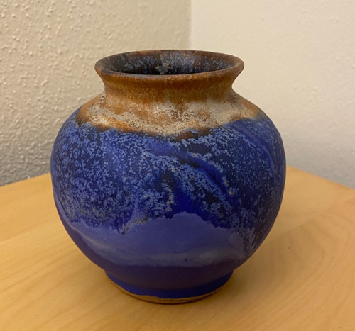Keramikvase blau braun - keramikvase, blau-braun