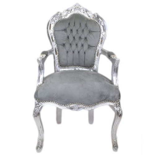 Barock stuhl grau silber