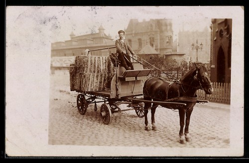 Foto hamburg pferdegespann - foto-ak, hamburg,