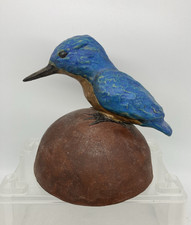 24371/ Vintage Eisvogel Figur Keramik signiert ES  Höhe 17,0 cm