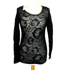 Wolford Edel Damen Long Sleeve Shirt Top Pattern Serie S langarm Schwarz Spitze