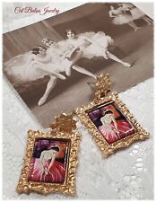 Ohrringe Ballett Spitzenschuhe Barock Ballerina Tutu Rot Gold CatBalouJewelry