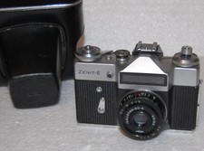 alte Kamera Zenit-E Spiegelreflexkamera Sowjetunion USSR Zenit E Objektiv Tasche