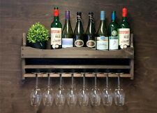 Großes Weinregal Regal Holz - Flasche & 8 Glashalter Getränke Hausbar (8DO)EM