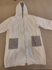 ❤️Bademantel---bon Prix---weiß mit grau---Kapuze--Reißverschluss❤️