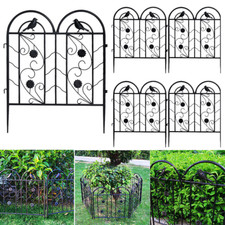 5er Set Beetzaun Dekozaun Vogel+Blumen aus Metall Zierzaun Ziergitter Schwarz