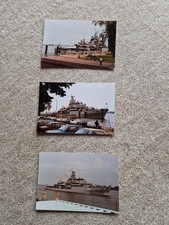 3 Fotos einer Fregatte an der Kaje in Brake Unterweser