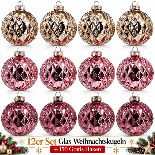 Weihnachtskugeln glas 12er - weihnachtskugeln,