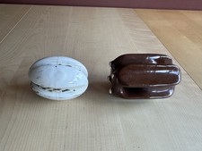 2x Isolatoren DDR Keramik Isoliereier Porzellan Vintage Deko Retro Loft Abspann