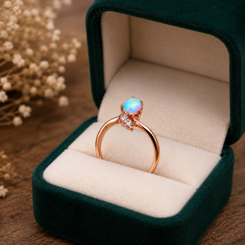 Feueropal ring massiv - ring, 925