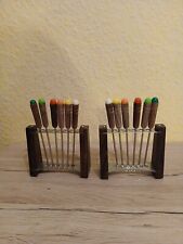 Besteck Bowlespieße mit Holzgriff  2 mal 6 Stück Vintage