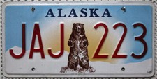JAJ 223 Alaska USA Nummernschild Kennzeichen Bär Auto-Schild U.S. License Plate