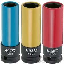 HAZET SCHONEINSÄTZE 3-tlg SCHLAGSCHRAUBER REIFEN-RAD-FELGEN-NUSS S/W 17,19,21 mm