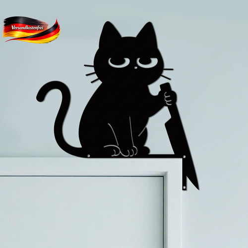 Metall türrahmen deko - metall, katze