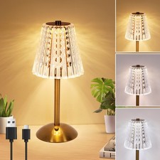 Vintage Kristall Tischlampe Kabellos Tischleuchte Nachttischlampe Akku Betrieben