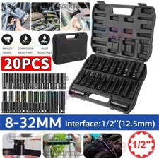 20 Tlg Schlagschrauber Nüsse SW 8-32 mm Kraft Steckschlüssel Nuss-Set 1/2 Zoll