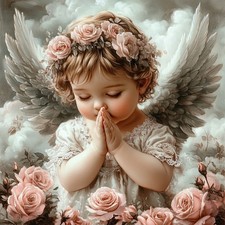 Wandbild Engel Rosen Vintage