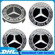 75mm Nabendeckel 4 für Mercedes Benz Schwarz Radnabenkappen Felgenkappen