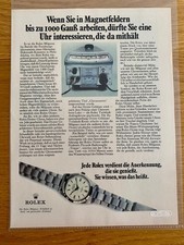 Rolex Milgauss 1000 Gauß Magnetfeld 1970 Vintage Watch Ad Werbung Reklame