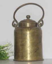 Alte Messing Handgefertigt Einzigartig Form Aufbewahrung Topf / Milch Kessel /