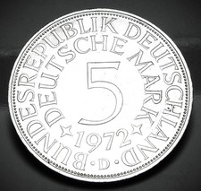 BRD   5  MARK 1972 D       SS - VZ     SILBER   ORIGINAL  FOTO