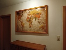 Pinnwand Extra groß 143x95cm mit Holzrahmen Natur Weltkarte + Fähnchen ABHOLUNG