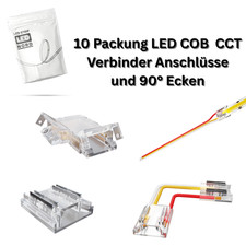 10x LED Steckverbinder 10mm für COB CCT/RGB LED-Streifen 3/4Pin lötfrei flexibel