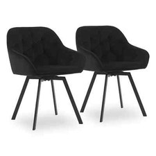 2x Samt Esszimmerstühle Set 360°Drehbar Sitz Grün Büro Restaurant Stuhl 0197BL