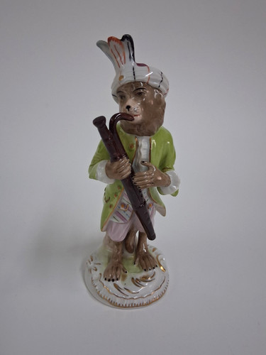 Porzellanfigur affe mit fagott - porzellanfigur,