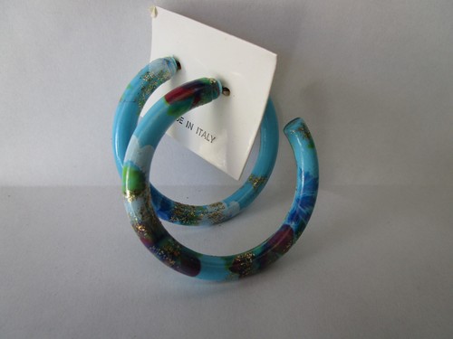 Creolen blau bunt gemustert - bunt,