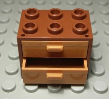Lego Schrank 2x3x2 new Braun mit Ocker Schubladen
