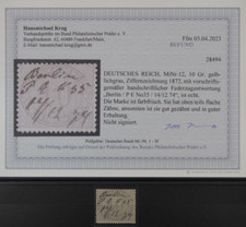 TREFF Deutsches Reich MiNr 12 Federzug geprüft Befund Krug BPP 250,-