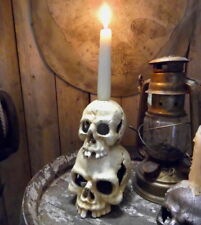 KERZENHALTER SCHÄDEL TOTENKOPF GUSSEISEN GOTHIC MITTELALTER HALLOWEEN NEU 
