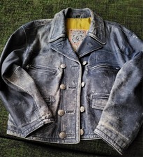 Lederjacke - , (blau)