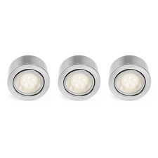3 x Nordlux LED Möbel Einbauleuchten Mercur Stahl gebürstet IP44 3x 1,2W G4 warm